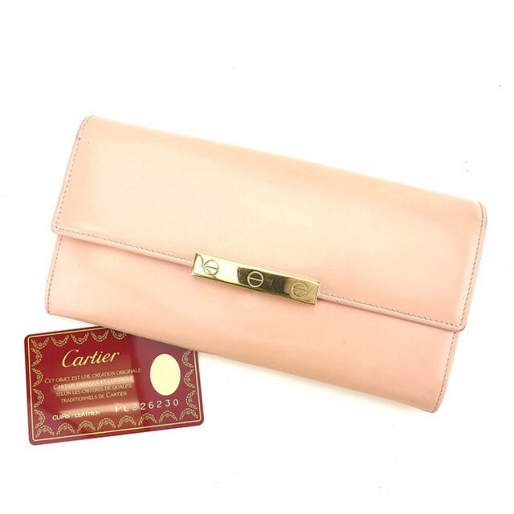 Cartier Wallet Purse Long Wallet Pink Gold Woman Authentic Used Y5349